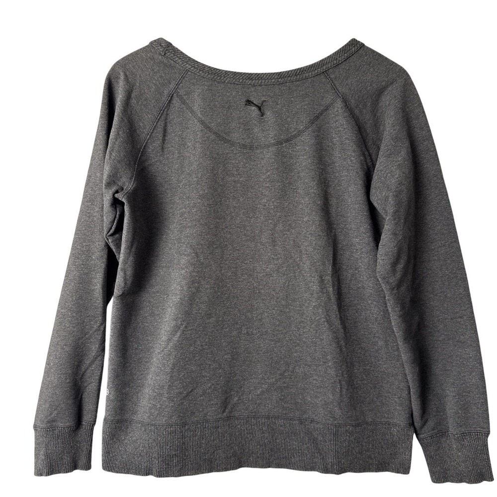 Puma Sweatshirt Women Medium Gray Dry Cell Crewneck Tonal Logo Athletic - Picture 3 of 8